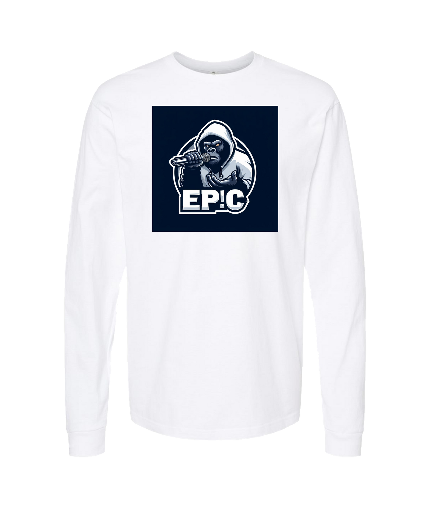 PovCiti Apparel - Ep!c Gorilla Logo - White Long Sleeve T