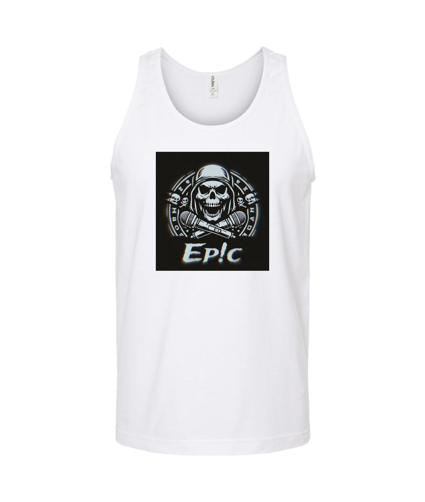 PovCiti Apparel - Ep!c Hooded Skull Logo - White Tank Top