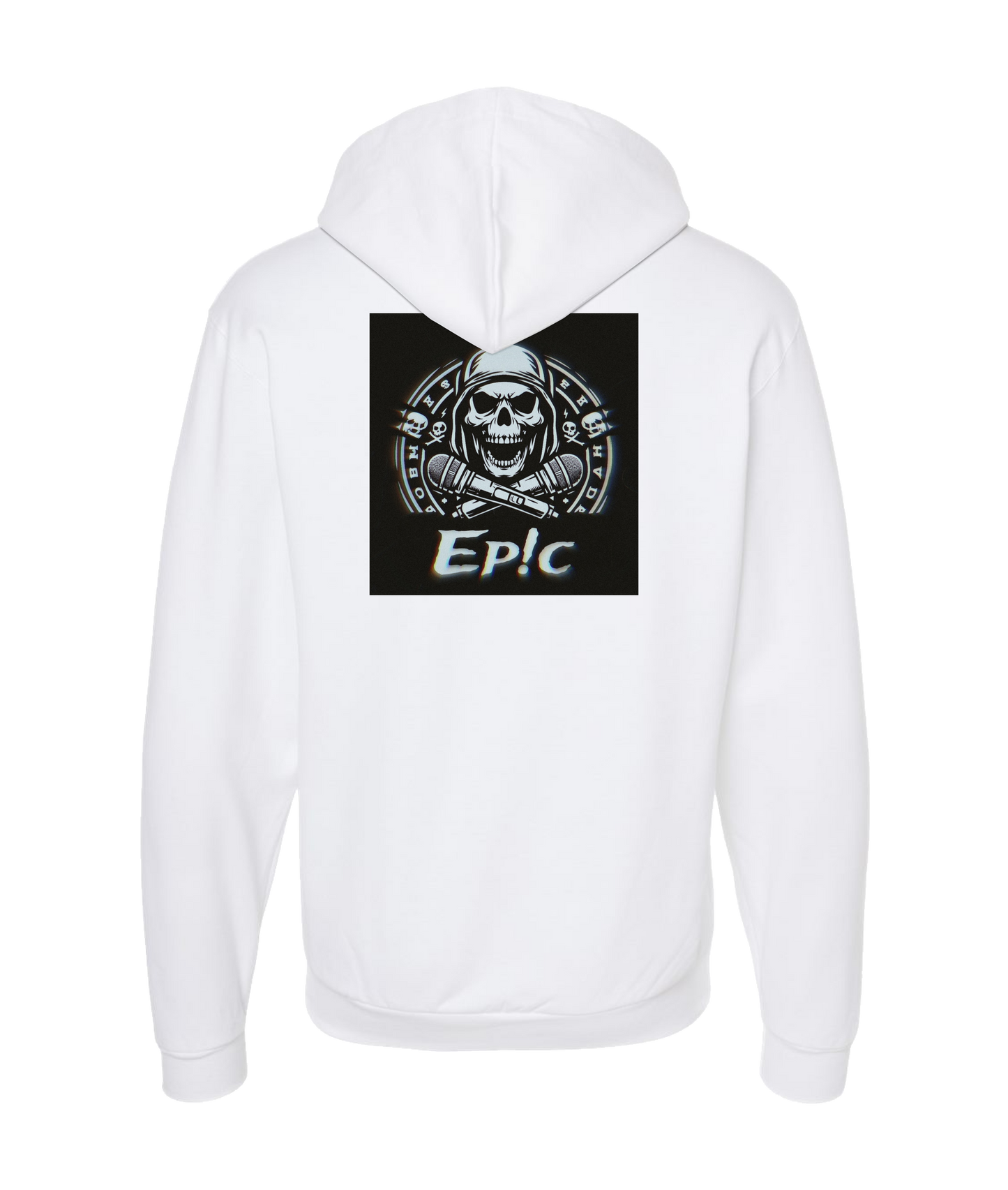 PovCiti Apparel - Ep!c Hooded Skull Logo - White Zip Up Hoodie