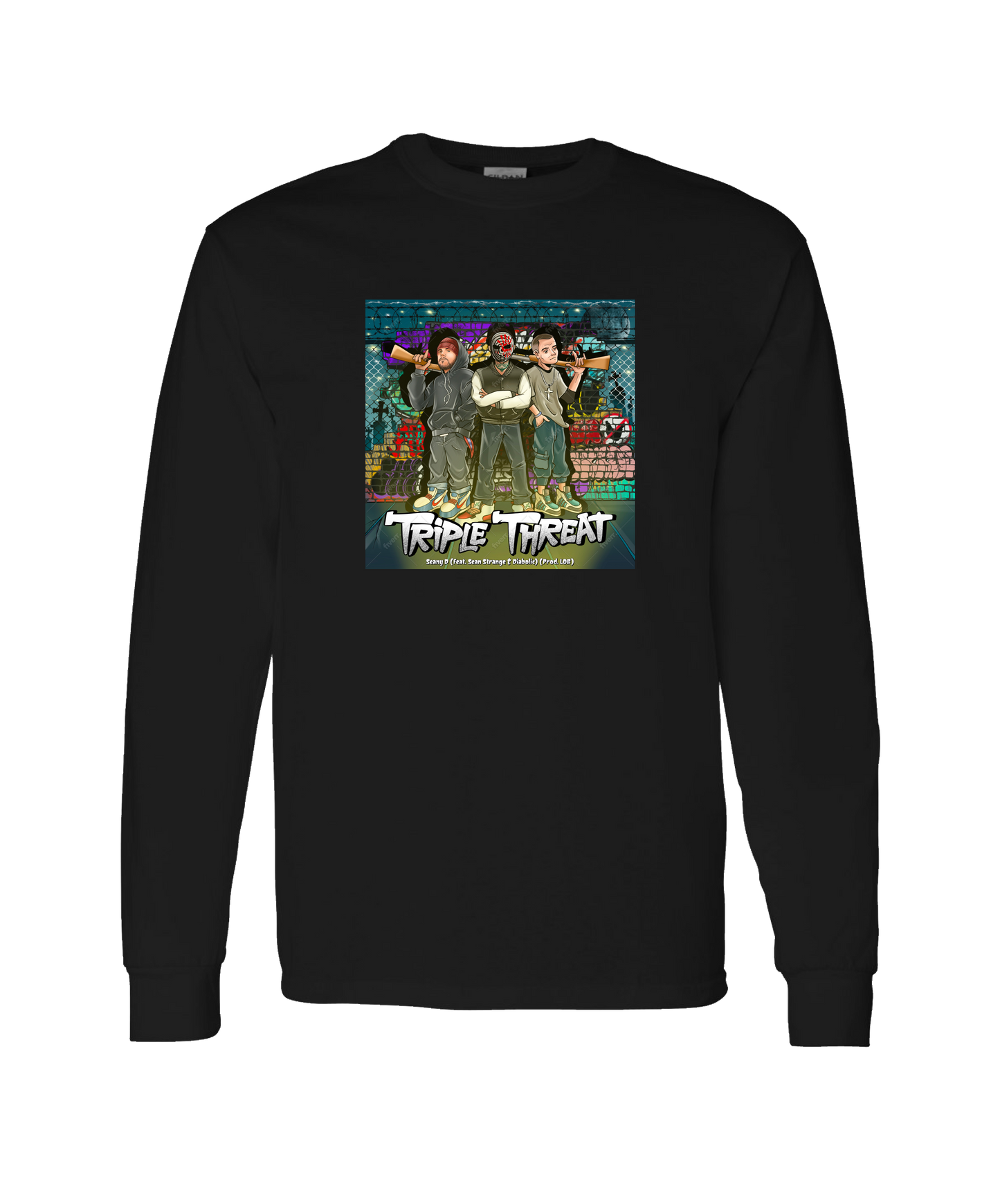 Seany Bravo - Triple Threat - Black Long Sleeve T