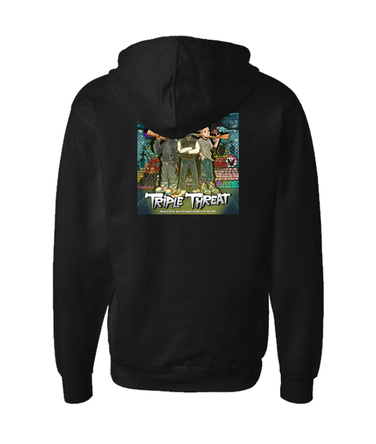 Seany Bravo - Triple Threat - Black Zip Up Hoodie