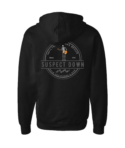 Suspect Down - INFILTRATION - Black Zip Up Hoodie