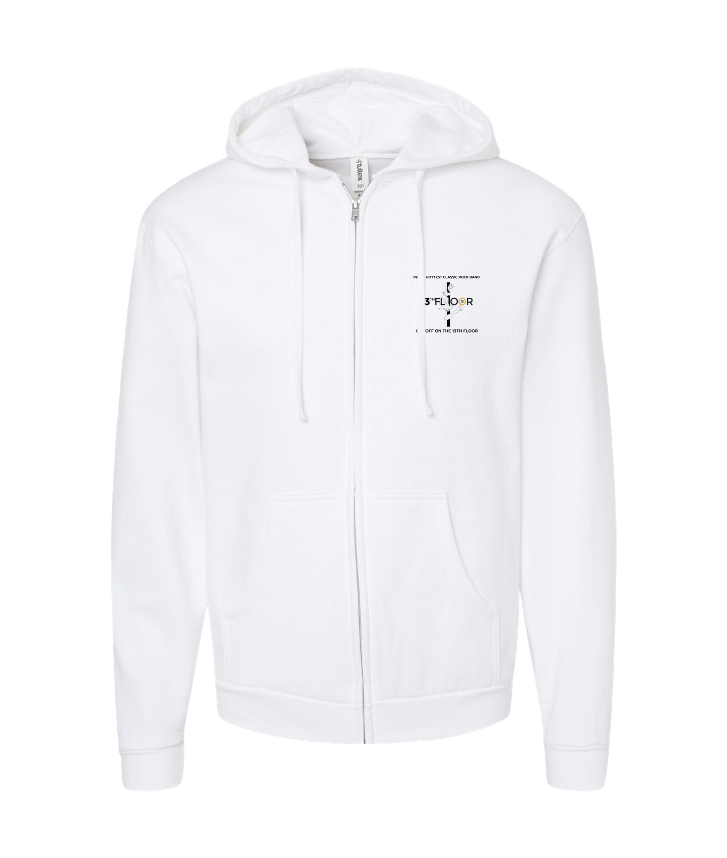 13th Floor Band Indy - Get Off on the 13th Floor - White Zip Up Hoodie