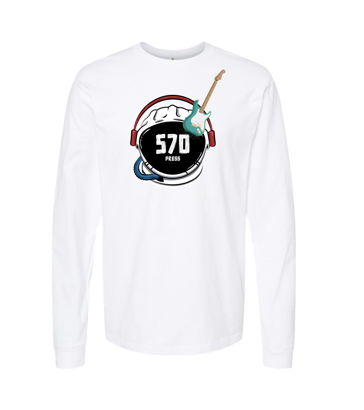 570-Press - Logo - White Long Sleeve T
