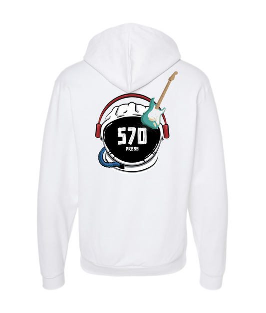 570-Press - Logo - White Zip Up Hoodie