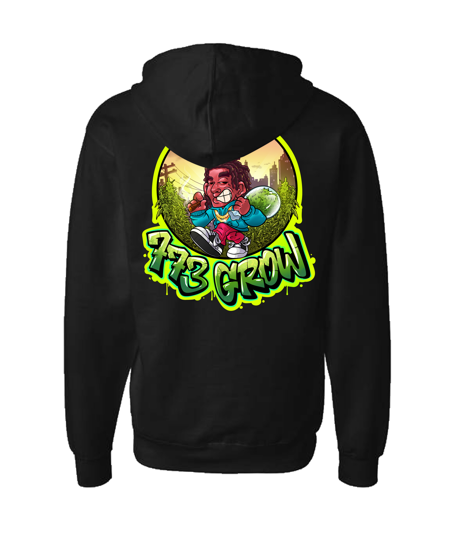 V-773GSTOP - GROW - Black Zip Up Hoodie