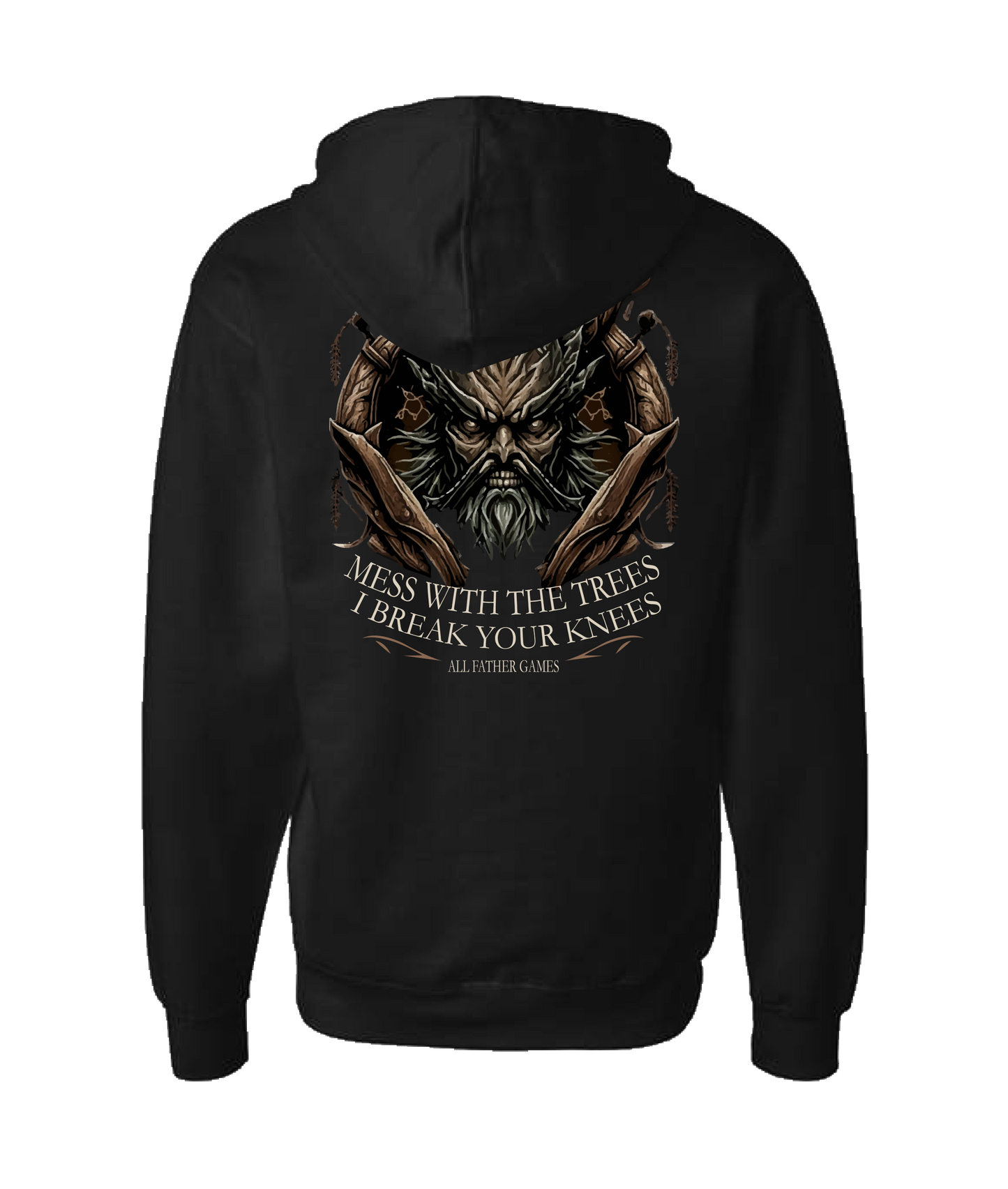 All Father Games - DON'T MESS WITH TREES - Black Zip Up Hoodie