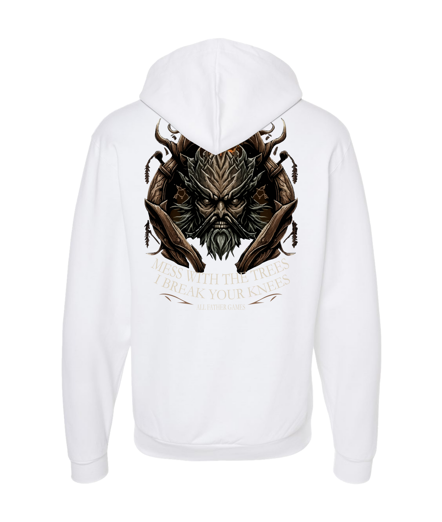 V-AFGTOP - DON'T MESS WITH TREES - White Zip Up Hoodie