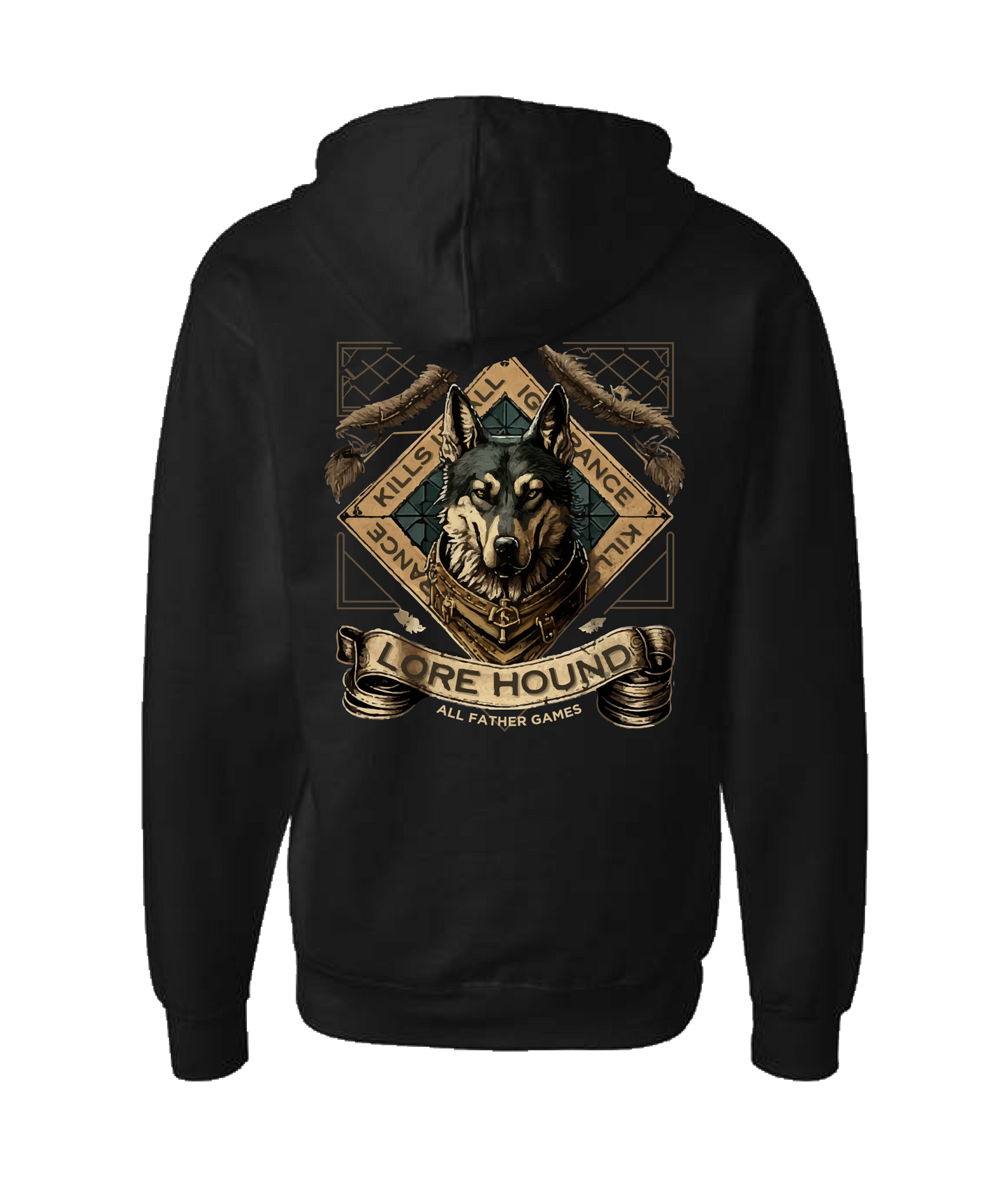 All Father Games - LORE HOUND - Black Zip Up Hoodie
