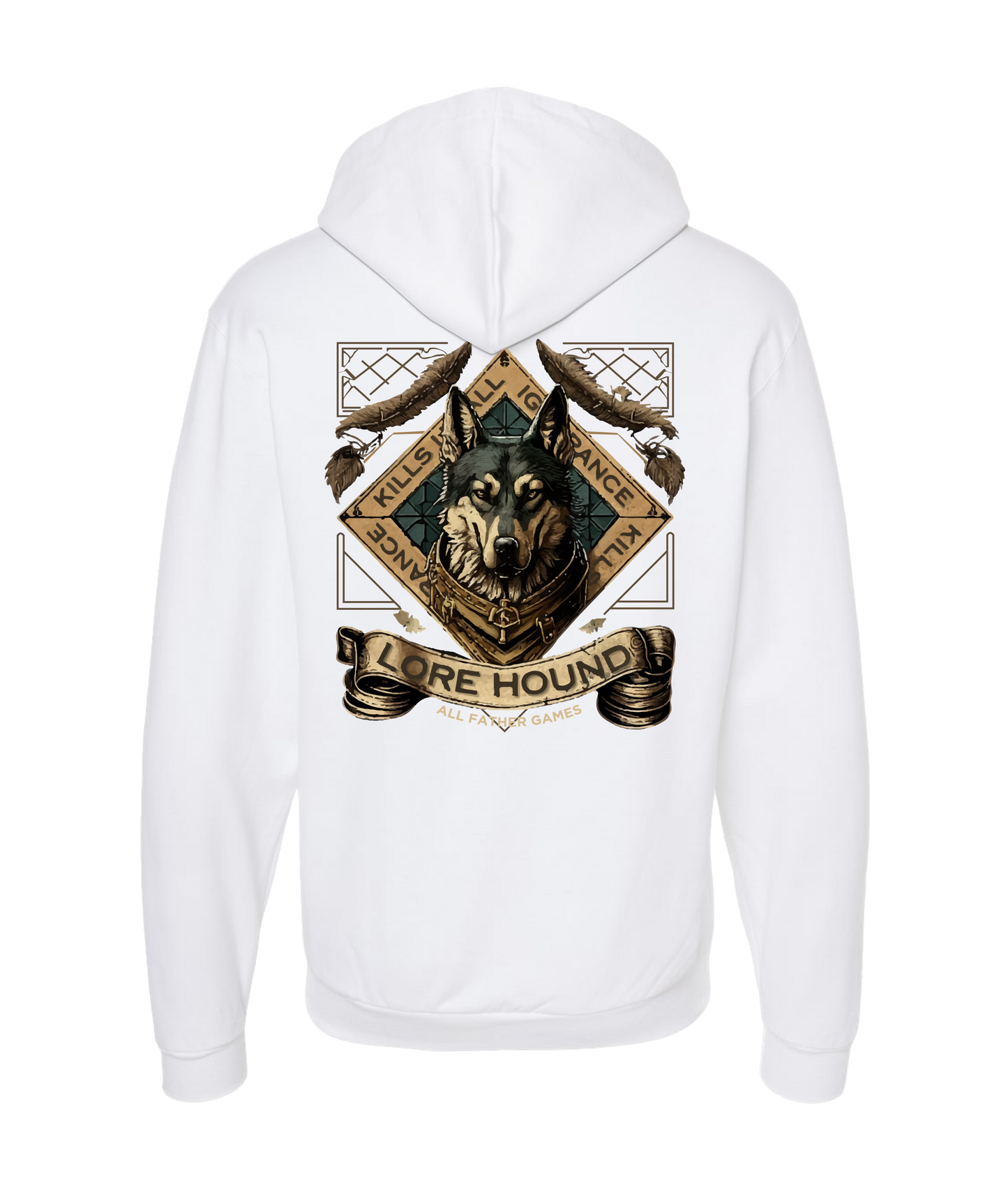 All Father Games - LORE HOUND - White Zip Up Hoodie