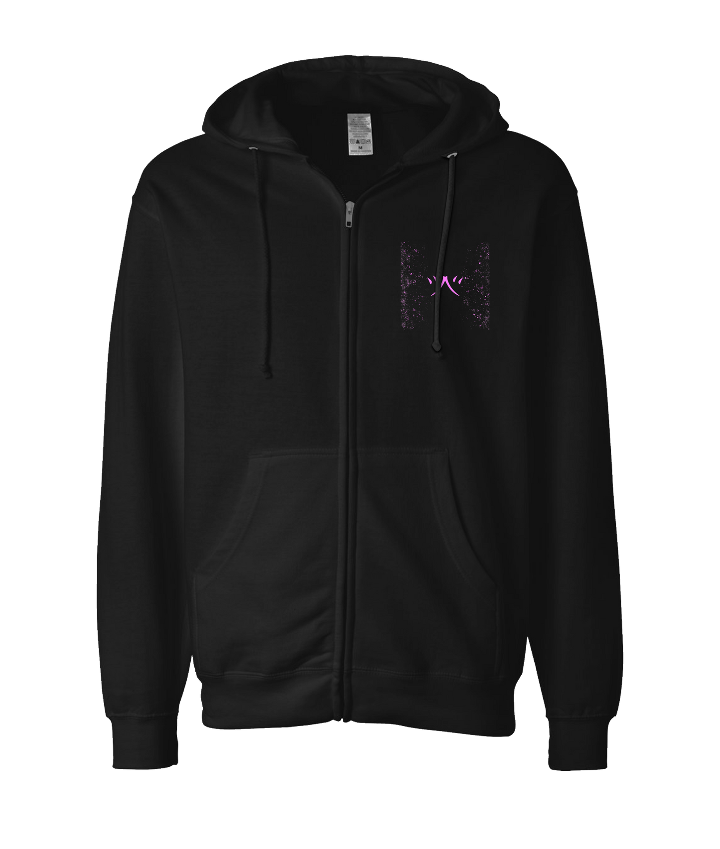 atomicclothing.com - Pink Splatter - Black Zip Up Hoodie