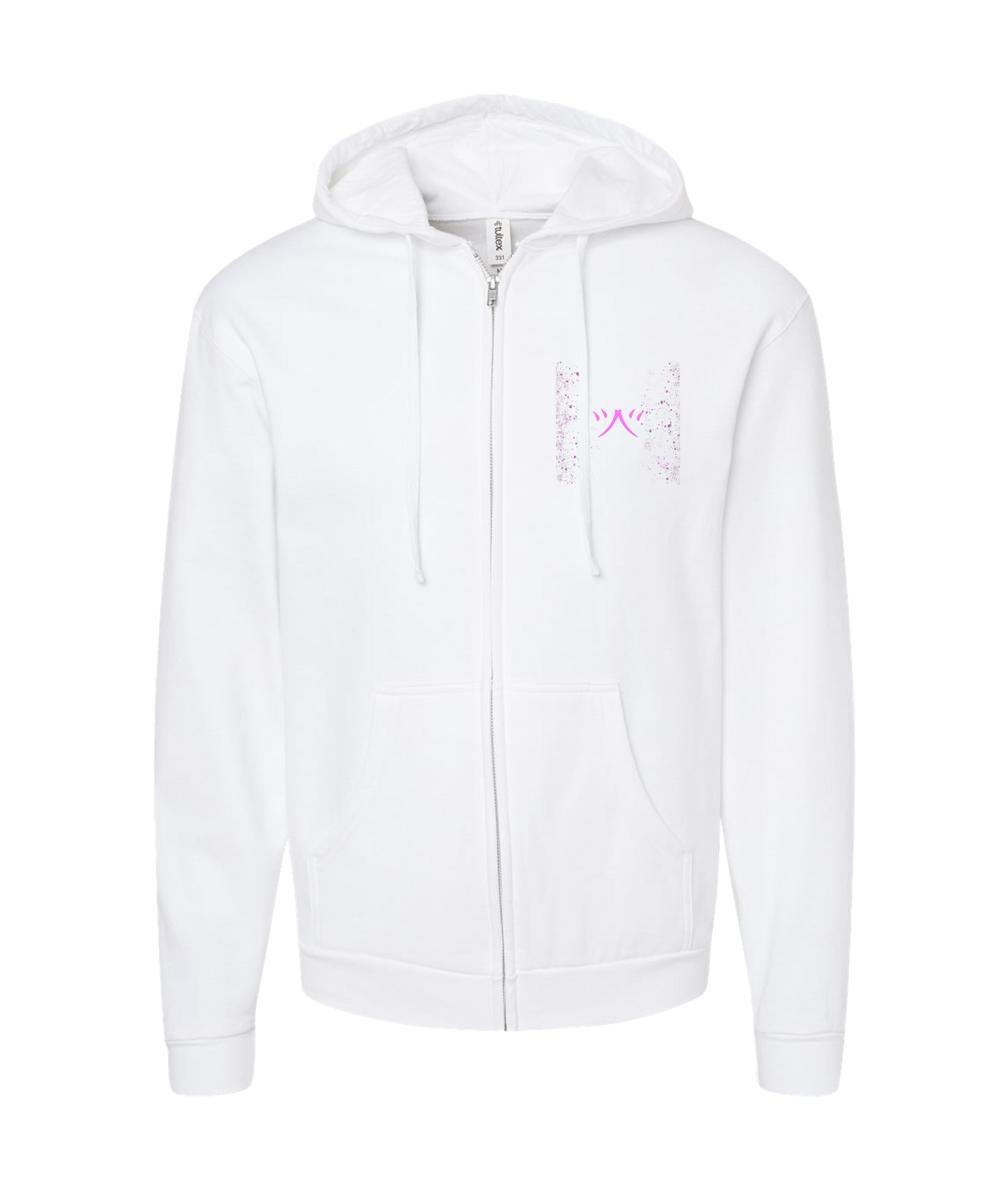 atomicclothing.com - Pink Splatter - White Zip Up Hoodie