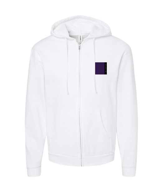 atomicclothing.com - Purple and Stripe - White Zip Up Hoodie