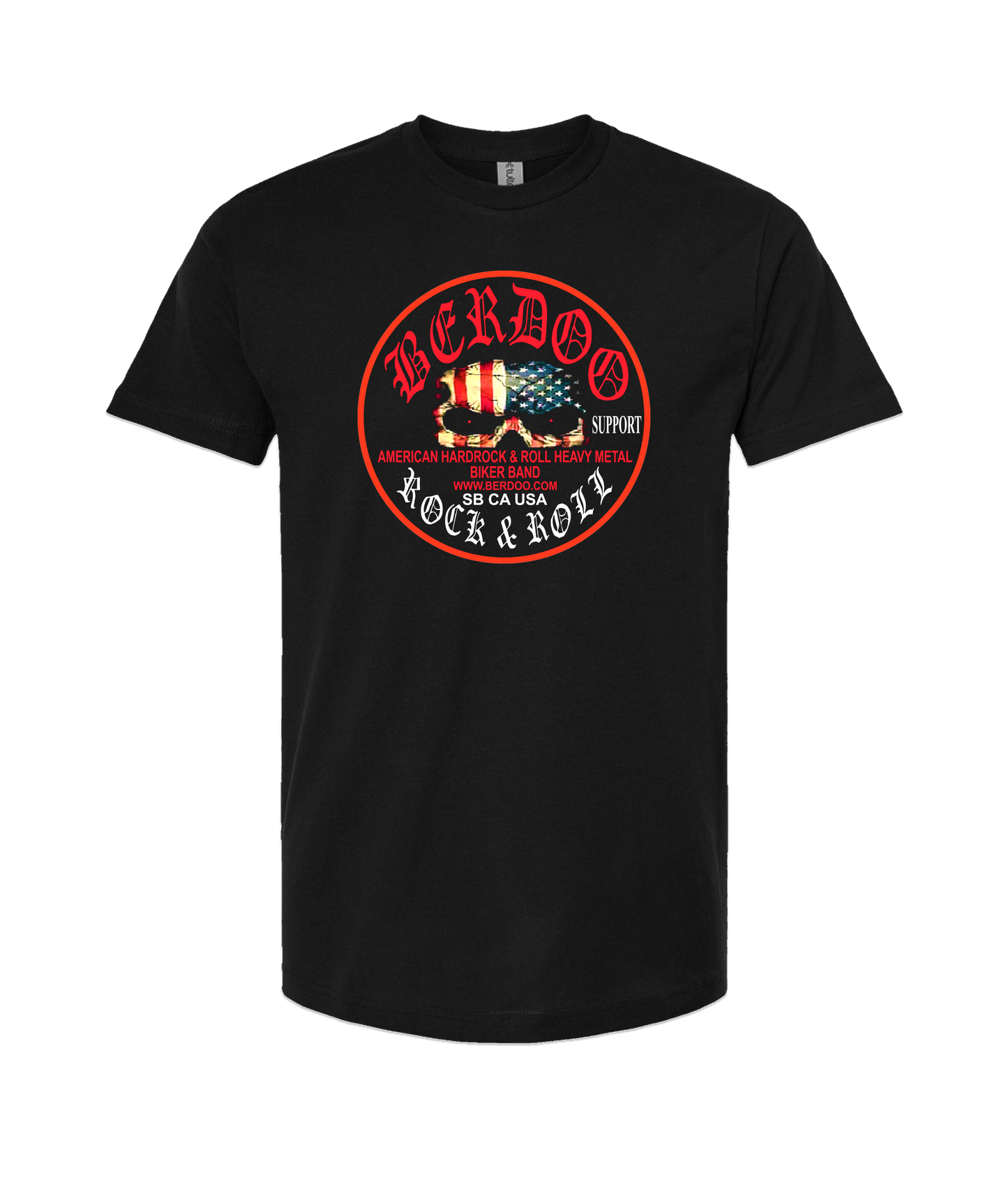 BERDOO BAND SUPPORT GEAR - Logo (red) - Black T-Shirt