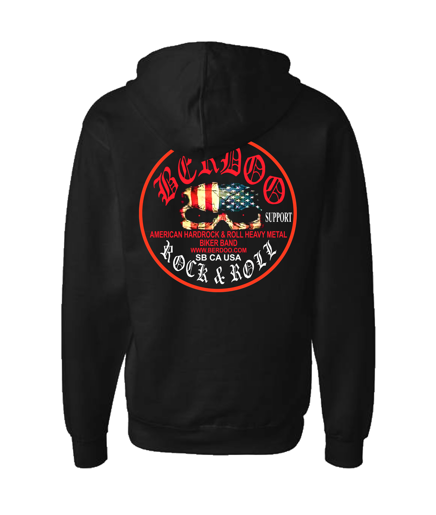BERDOO BAND SUPPORT GEAR - Logo (red) - Black Zip Up Hoodie