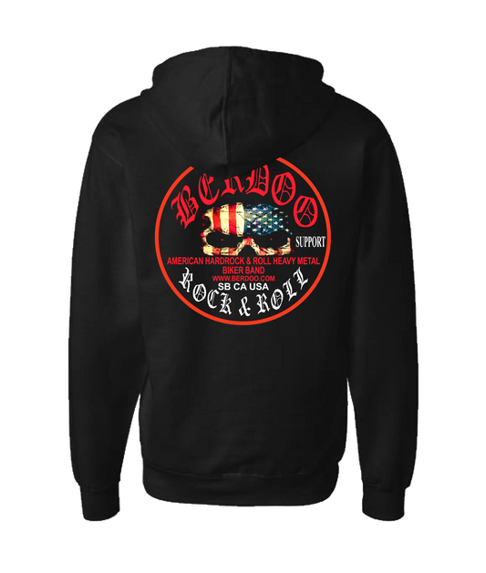 BERDOO BAND SUPPORT GEAR - Logo (red) - Black Zip Up Hoodie