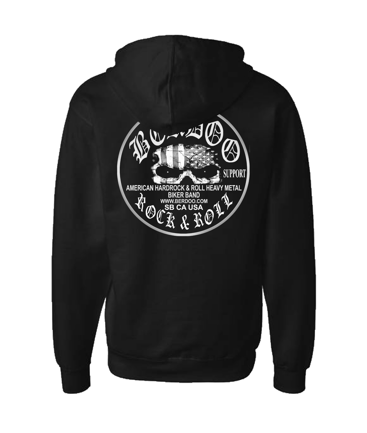 BERDOO BAND SUPPORT GEAR - Logo (B&W) - Black Zip Up Hoodie