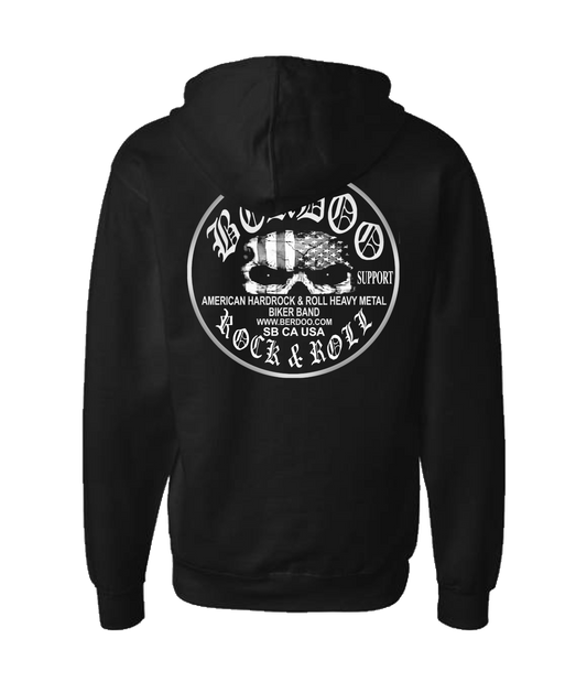 BERDOO BAND SUPPORT GEAR - Logo (B&W) - Black Zip Up Hoodie