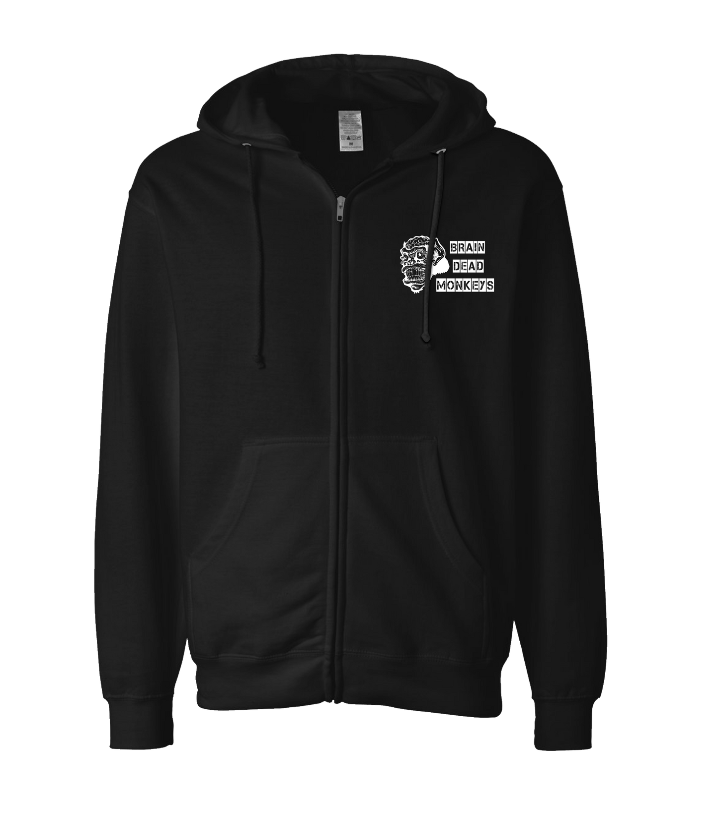 Brain Dead Monkeys - Monkey - Black Zip Up Hoodie