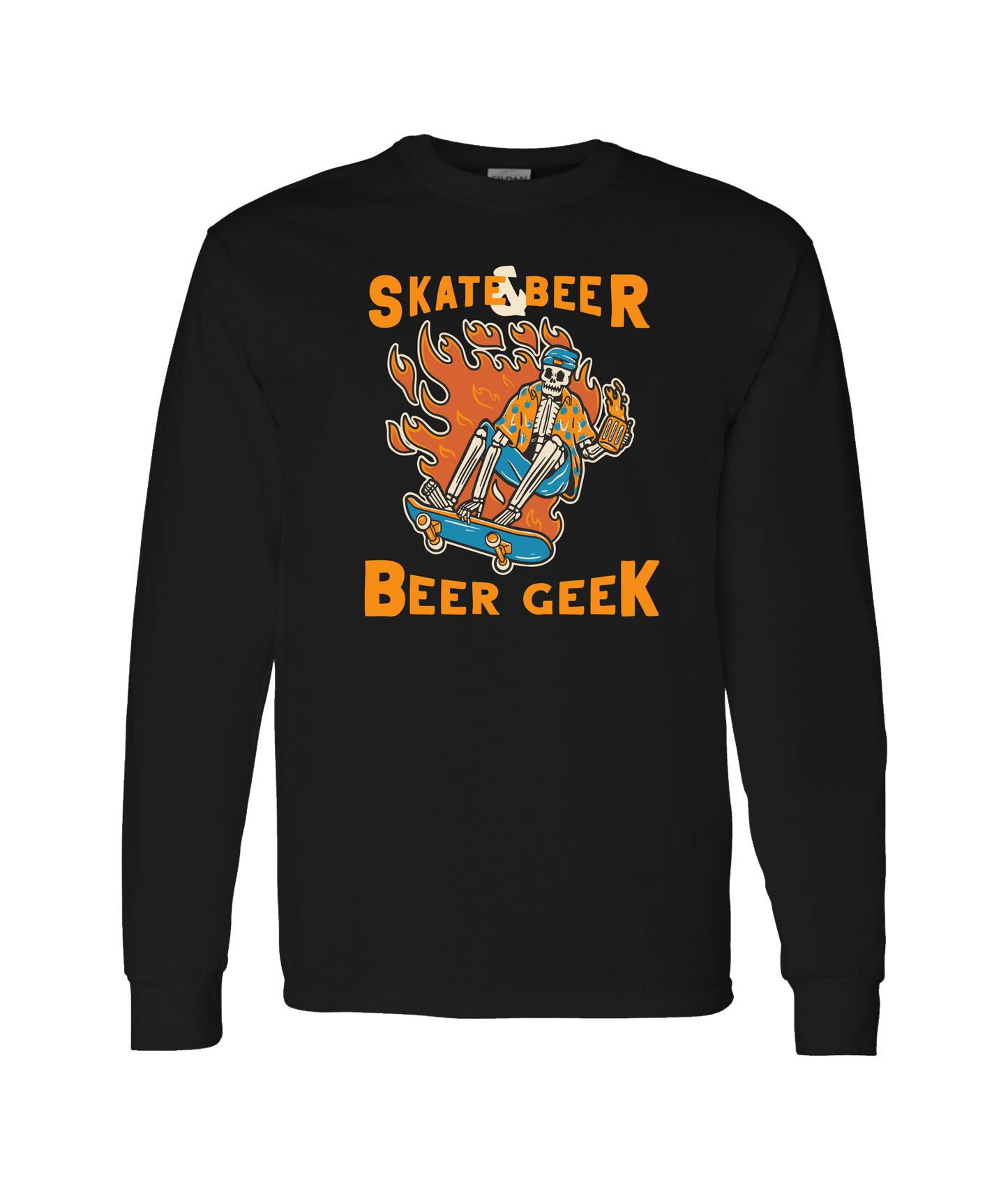 Beer Geek - Skate Beer Logo - Black Long Sleeve T