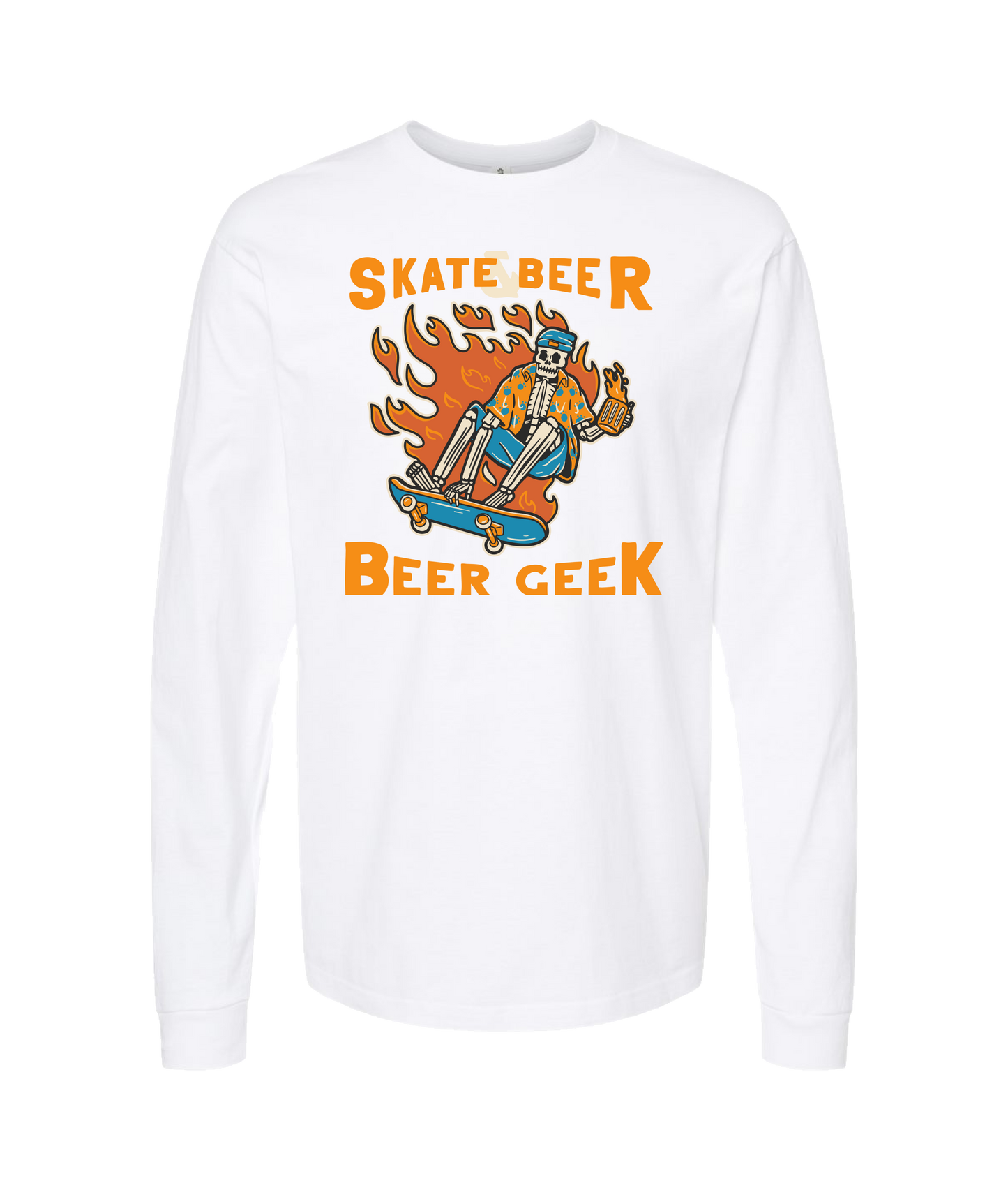 Beer Geek - Skate Beer Logo - White Long Sleeve T