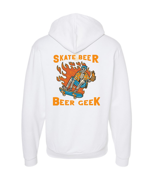 Beer Geek - Skate Beer Logo - White Zip Up Hoodie
