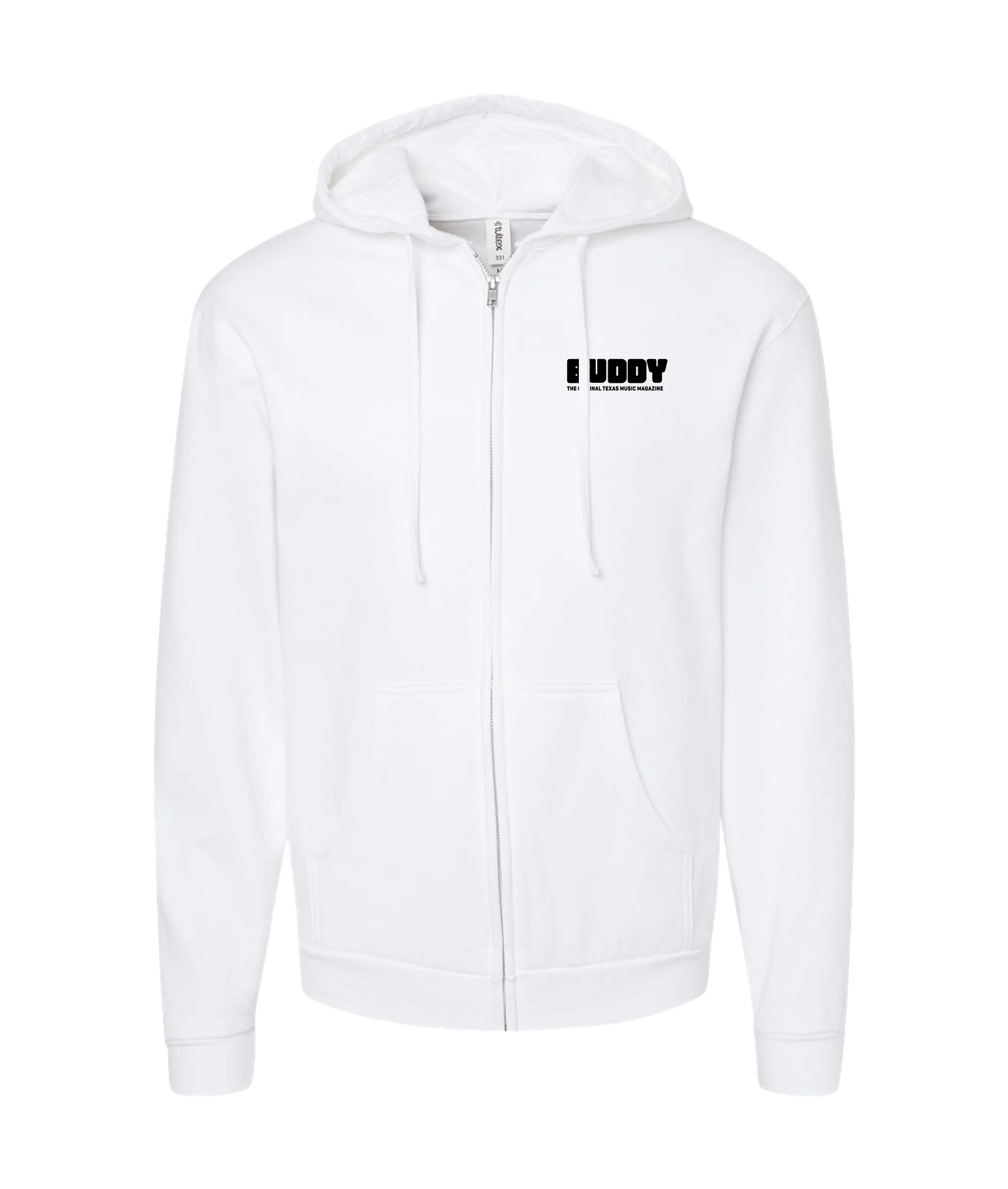 Buddy Magazine - 73 Logo Flat - White Zip Up Hoodie