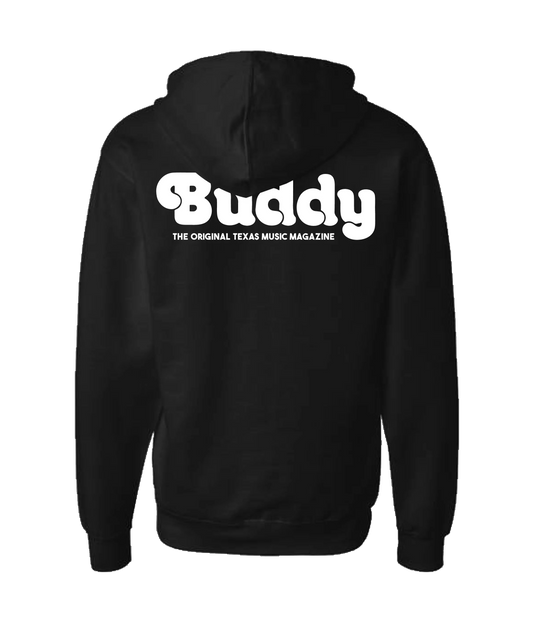 Buddy Magazine - 70s Logo Flat - Black Zip Up Hoodie