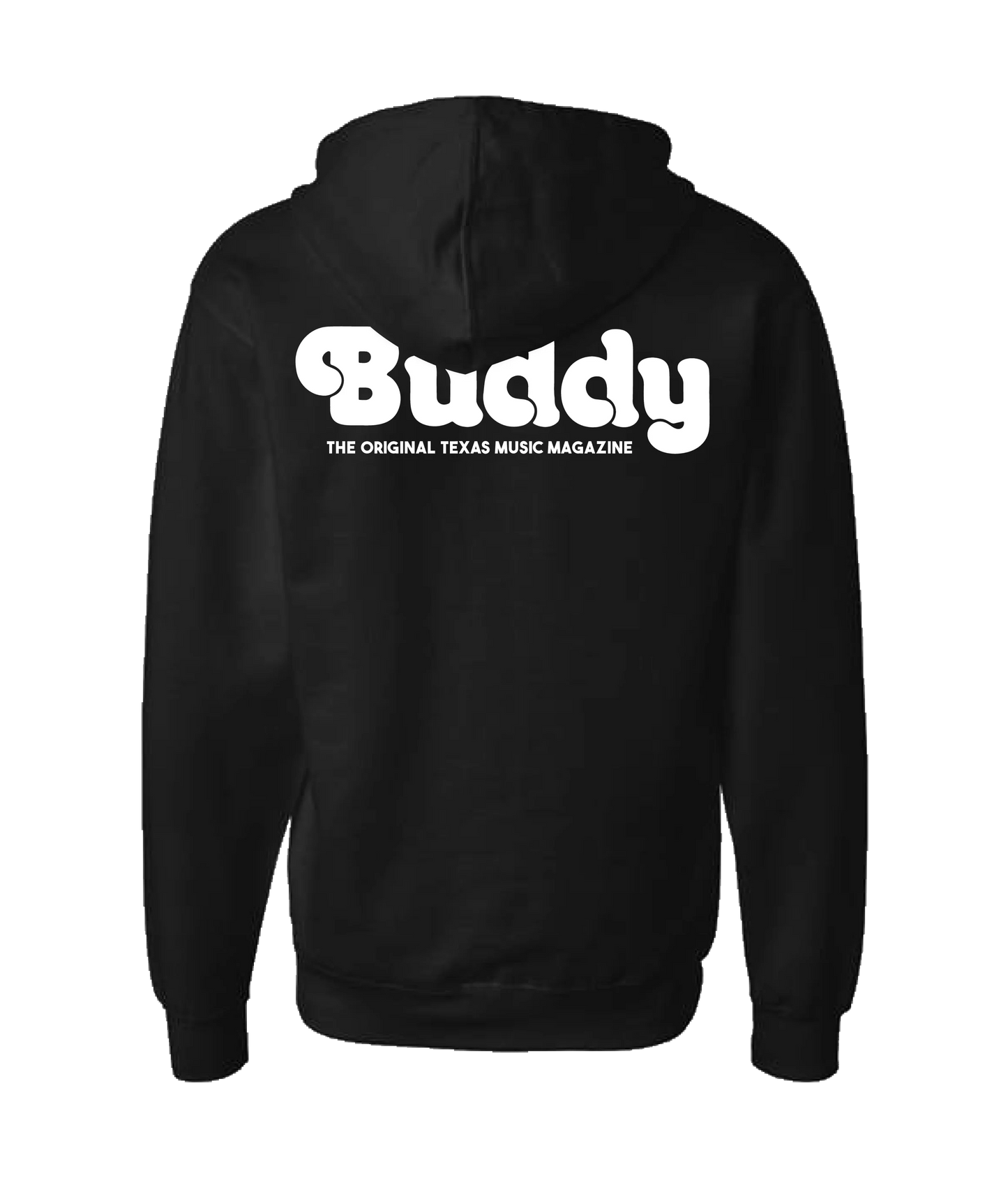 Buddy Magazine - 70s Logo Flat - Black Zip Up Hoodie