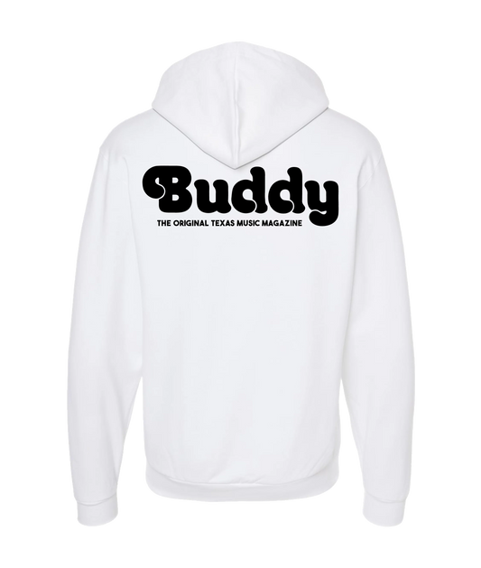Buddy Magazine - 70s Logo Flat - White Zip Up Hoodie