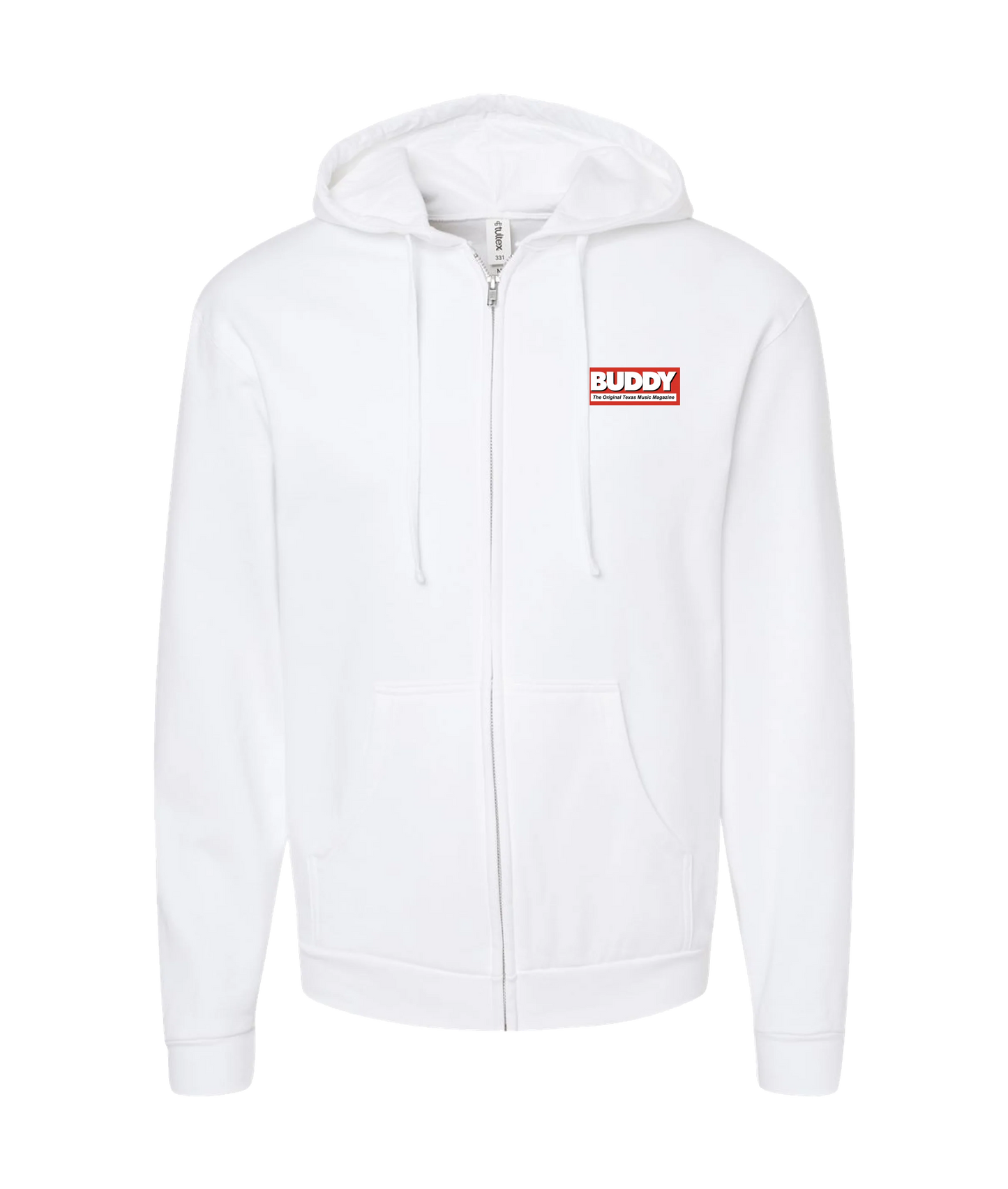 Buddy Magazine - Buddy Logo (red) - White Zip Up Hoodie