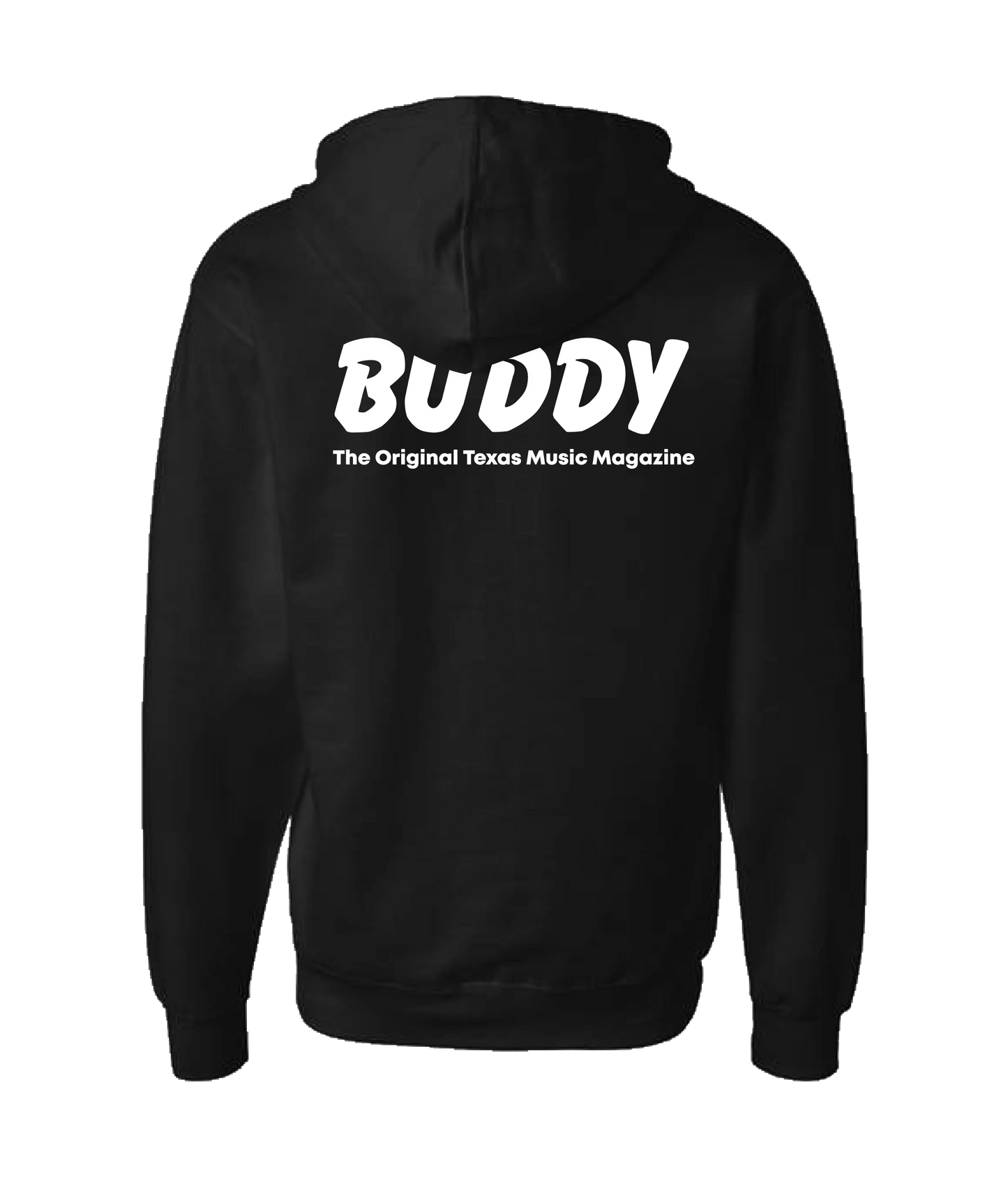 Buddy Magazine - 80s Logo Flat - Black Zip Up Hoodie