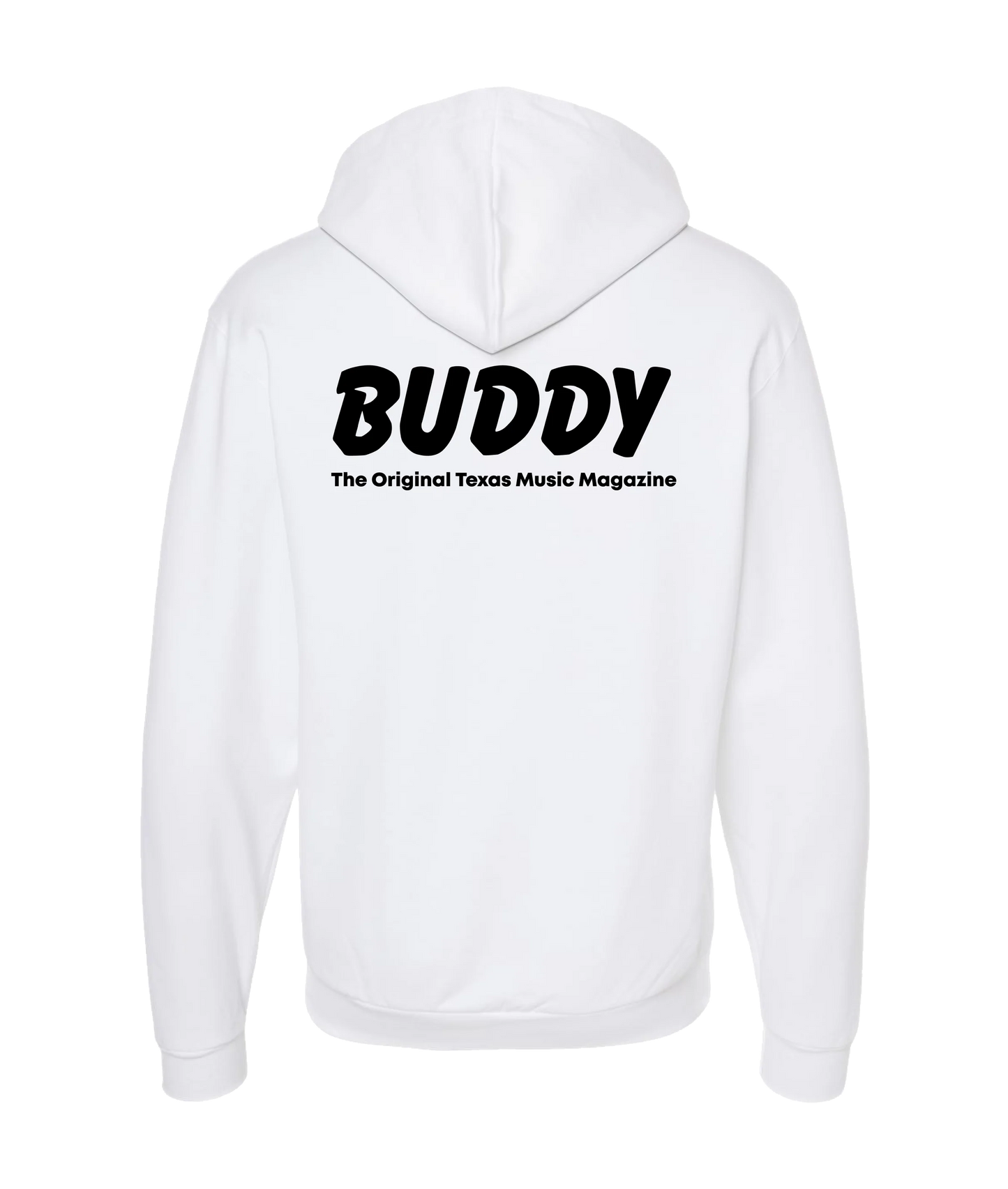 Buddy Magazine - 80s Logo Flat - White Zip Up Hoodie
