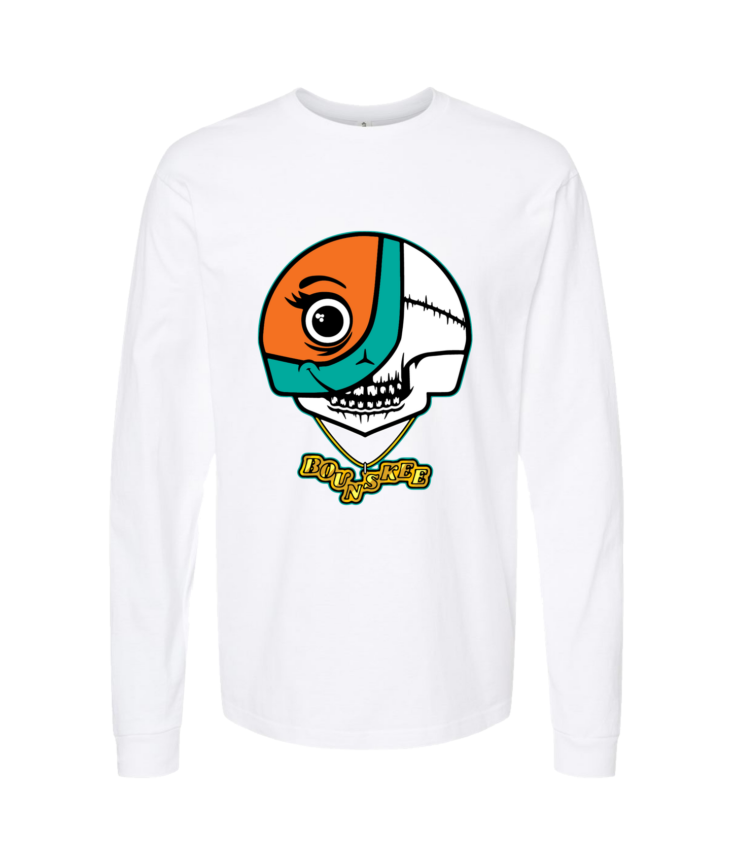 V-BOUNSKTOP - SKULL LOGO - White Long Sleeve T