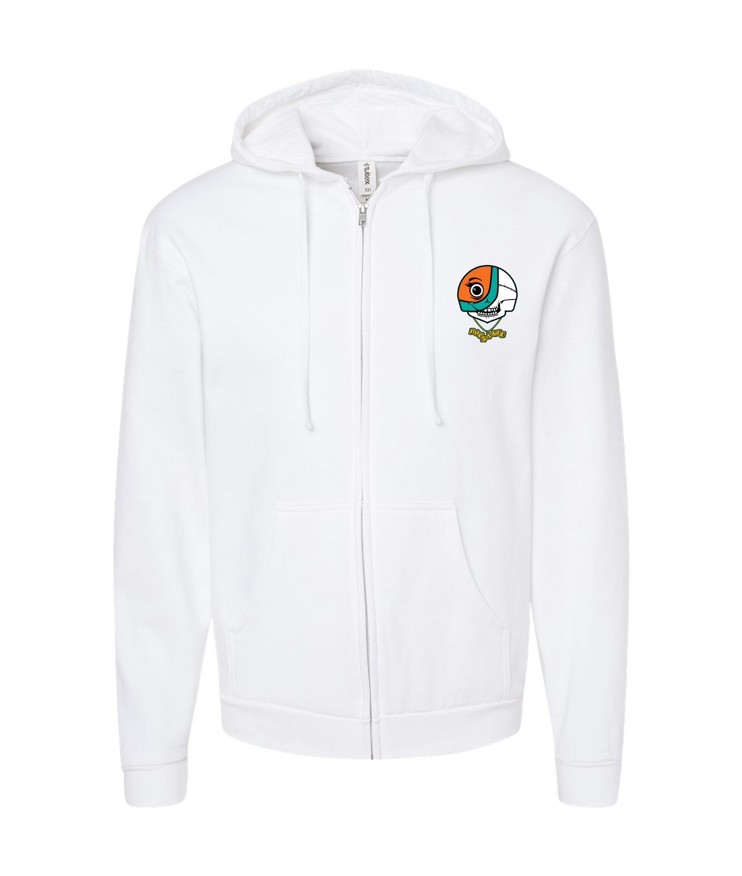 Bounskee - SKULLFACE - White Zip Up Hoodie