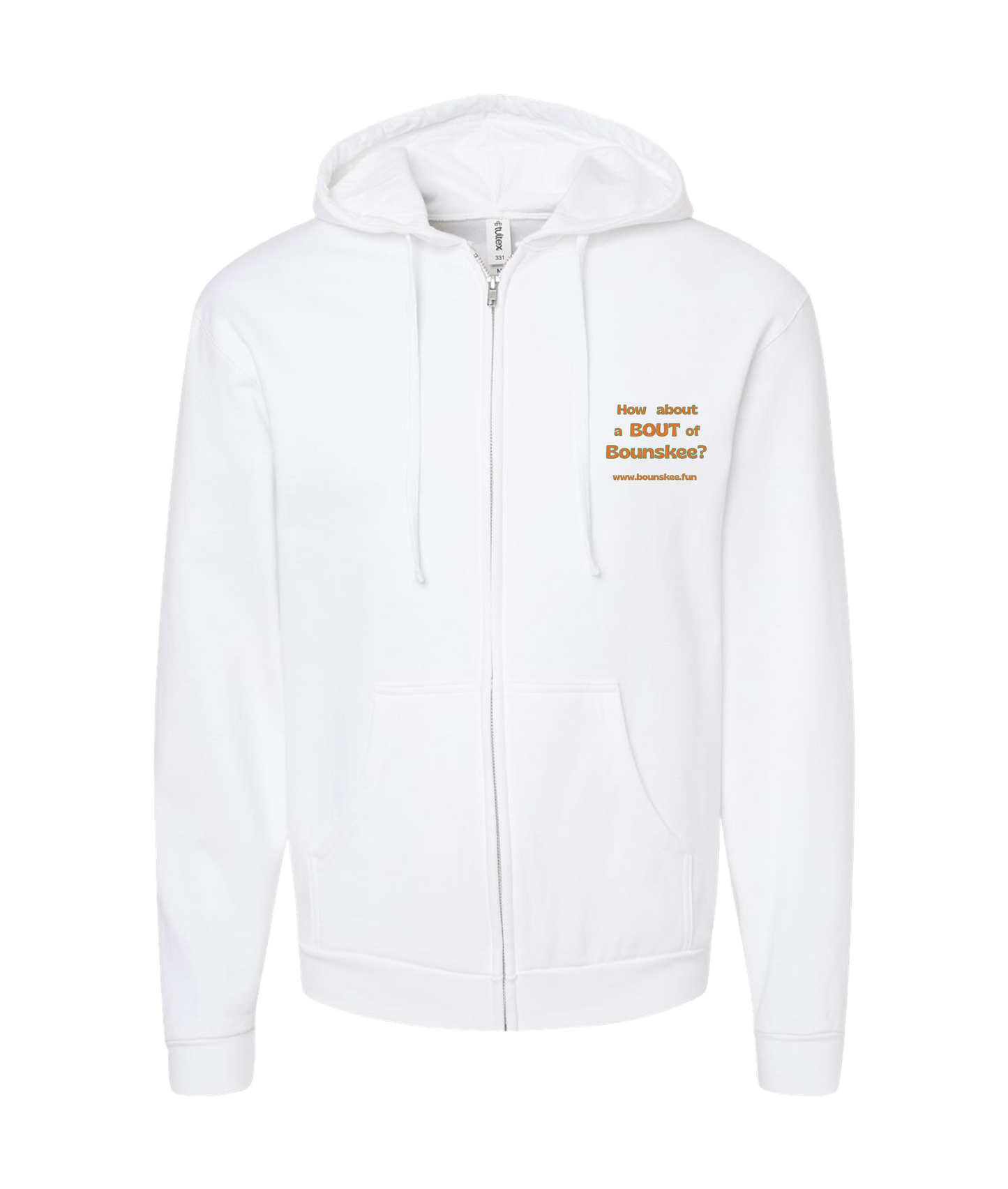Bounskee - How About A Bout - White Zip Up Hoodie