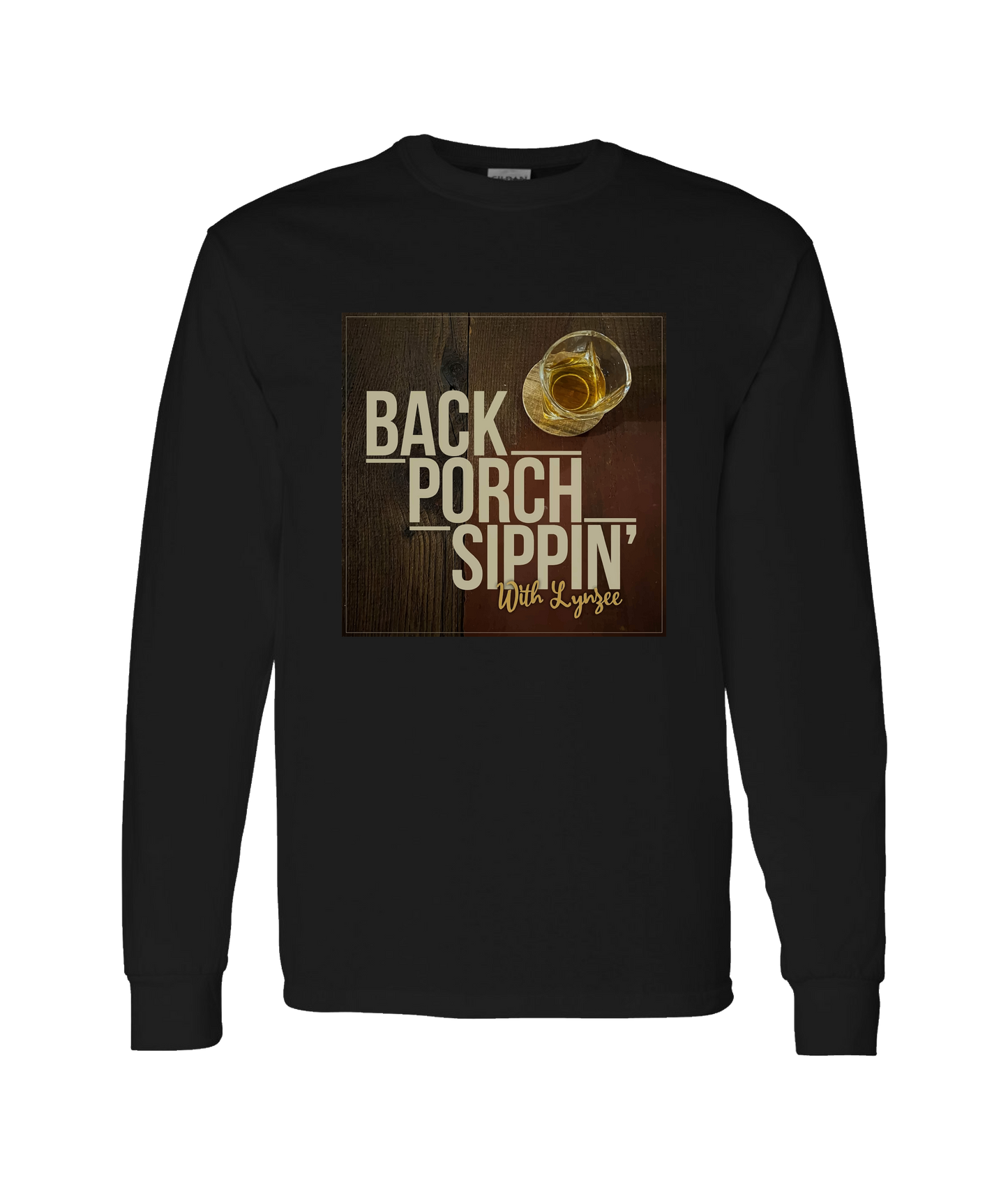 Back Porch Sippin' Podcast - Logo w/Image - Black Long Sleeve T