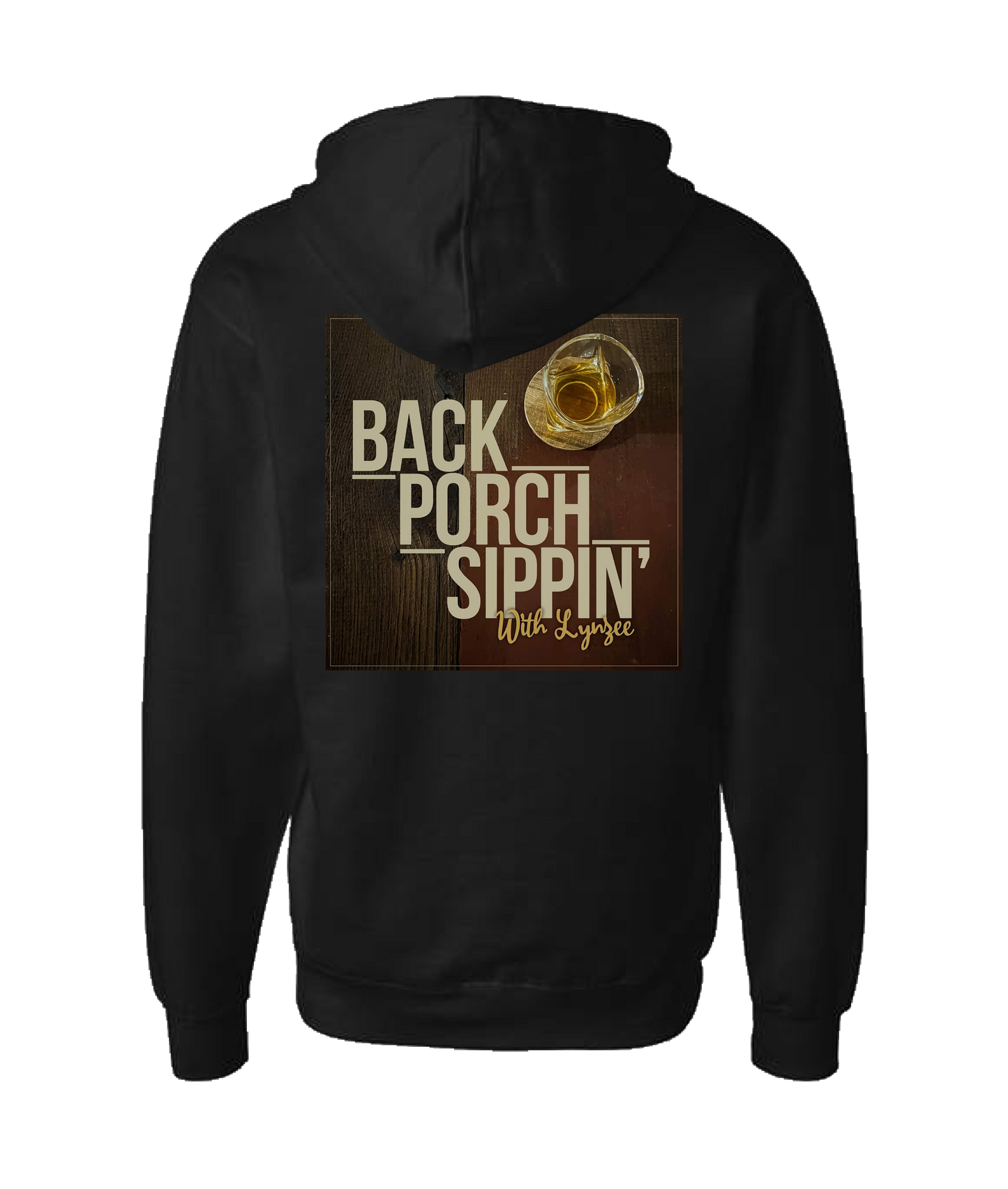 Back Porch Sippin' Podcast - Logo w/Image - Black Zip Up Hoodie
