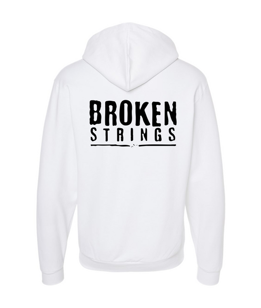 V-BRSTOP - BROKEN STRINGS - White Zip Up Hoodie