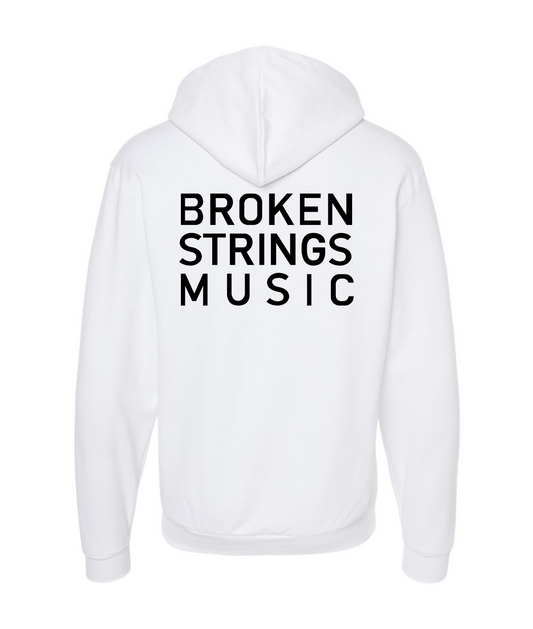BROKEN STRINGS - BROKEN STRINGS MUSIC - White Zip Up Hoodie