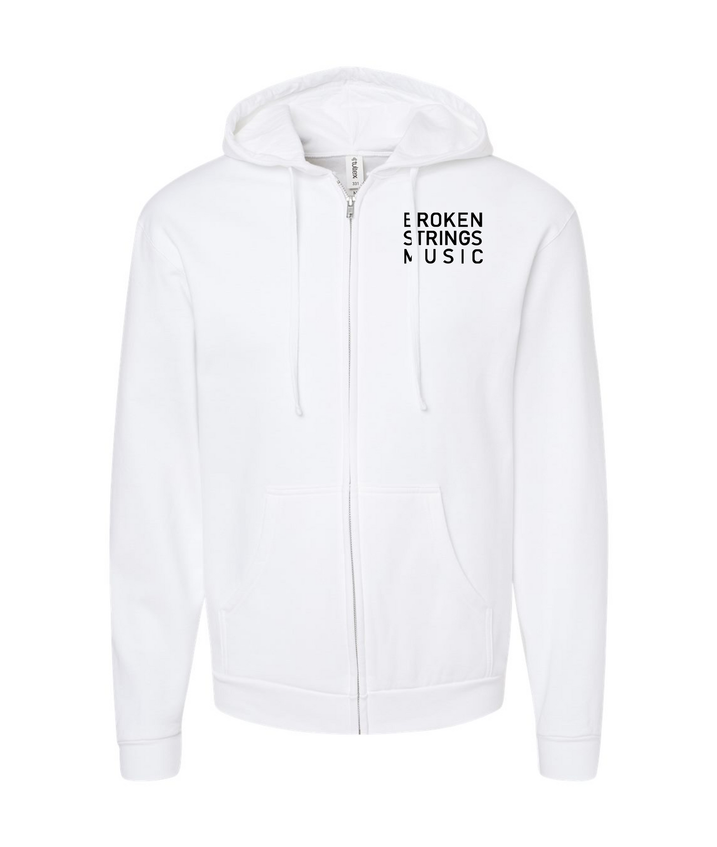 BROKEN STRINGS - BROKEN STRINGS MUSIC - White Zip Up Hoodie