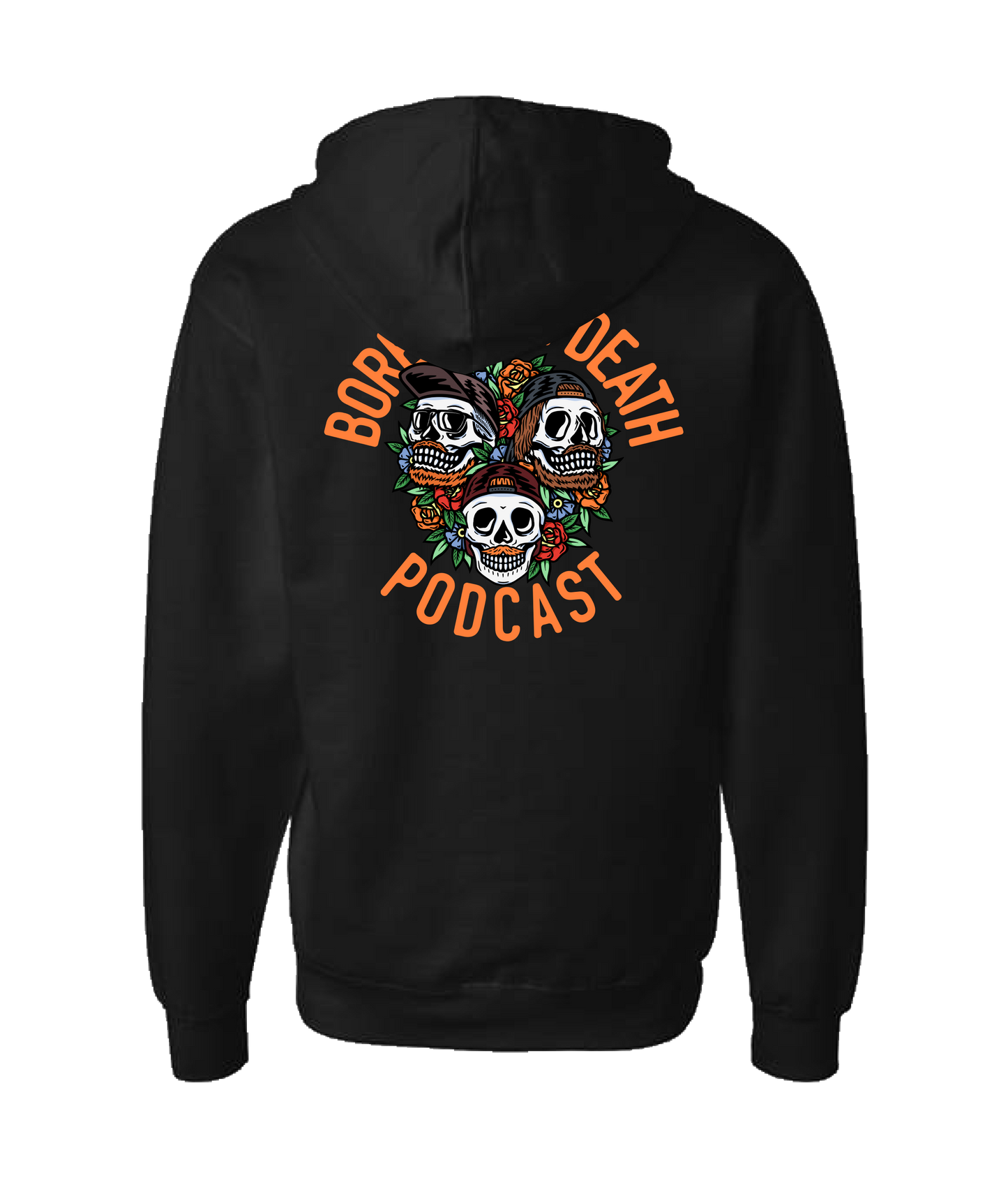 Bored Till Death Podcast - Skull Logo - Black Zip Up Hoodie