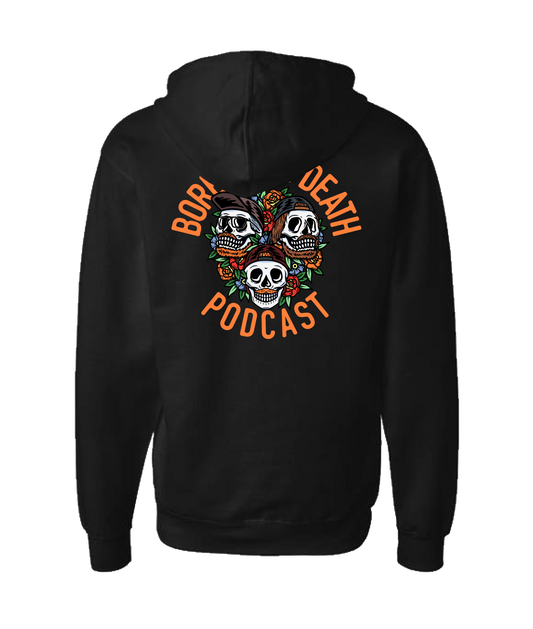 Bored Till Death Podcast - Skull Logo - Black Zip Up Hoodie