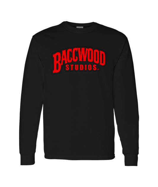 Baccwood Studios - Red Logo - Black Long Sleeve T