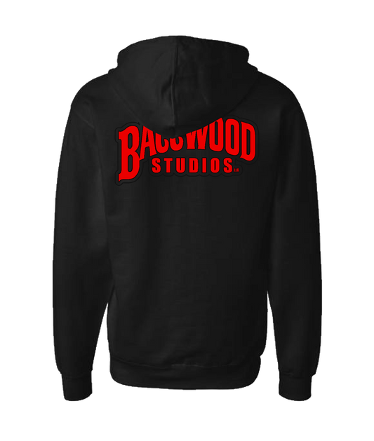 Baccwood Studios - Red Logo - Black Zip Up Hoodie