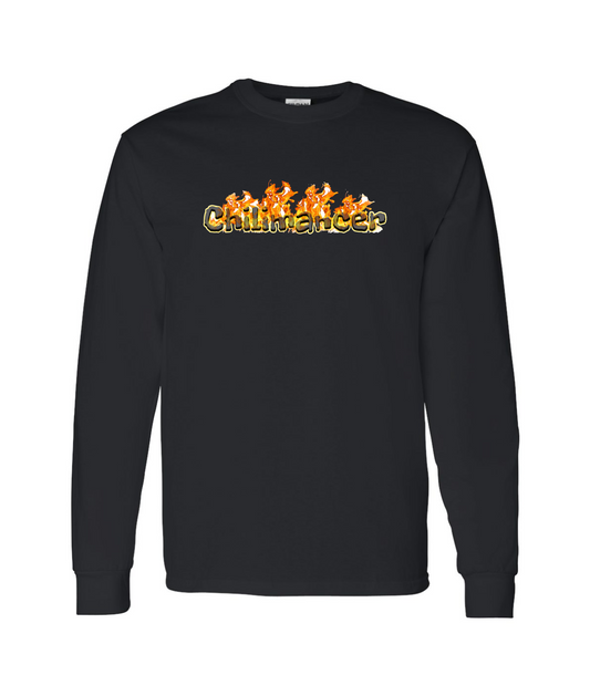 Chilimancer - Logo on Fire - Black Long Sleeve T