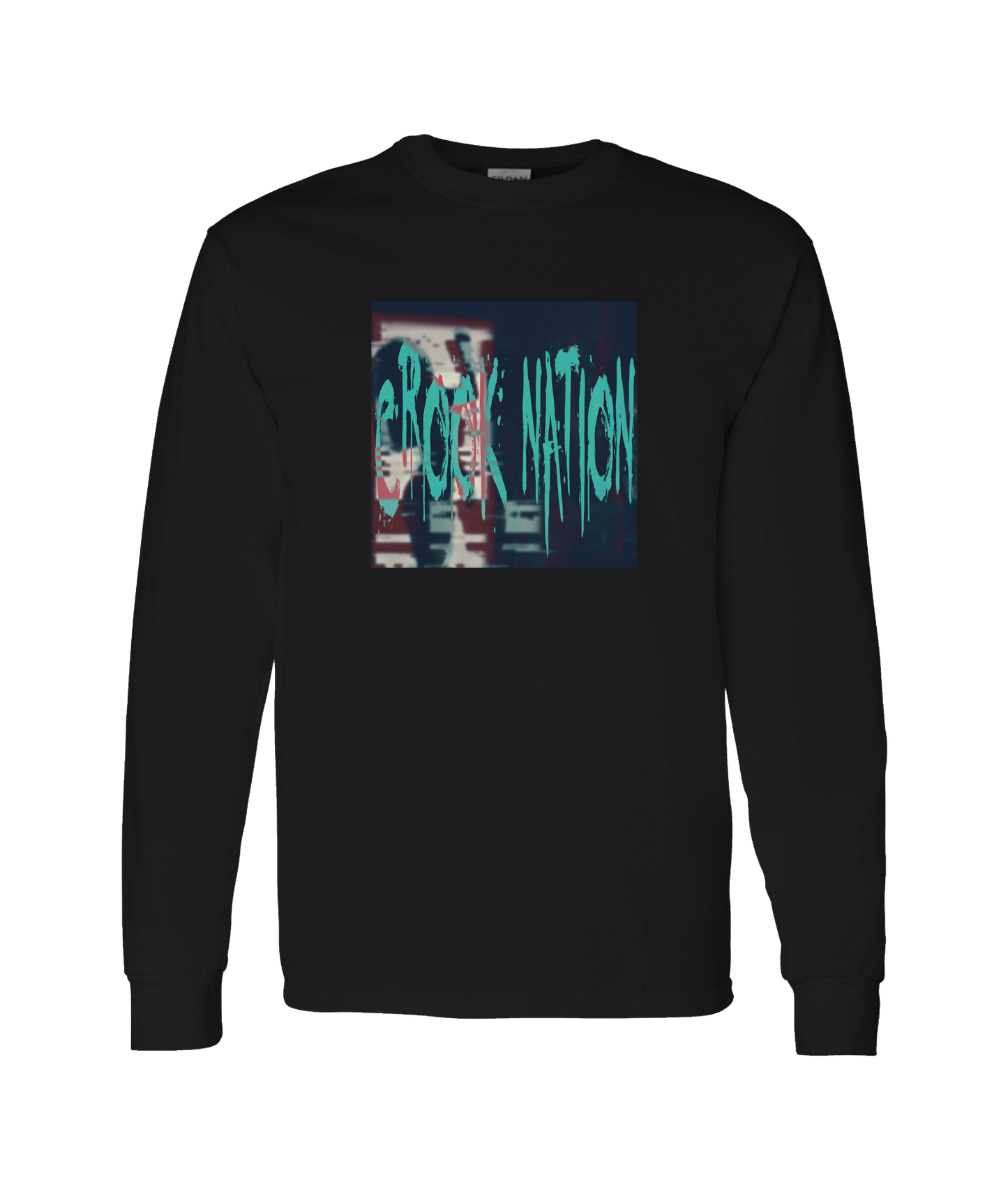 Crook Nation - Logo (Teal) - Black Long Sleeve T