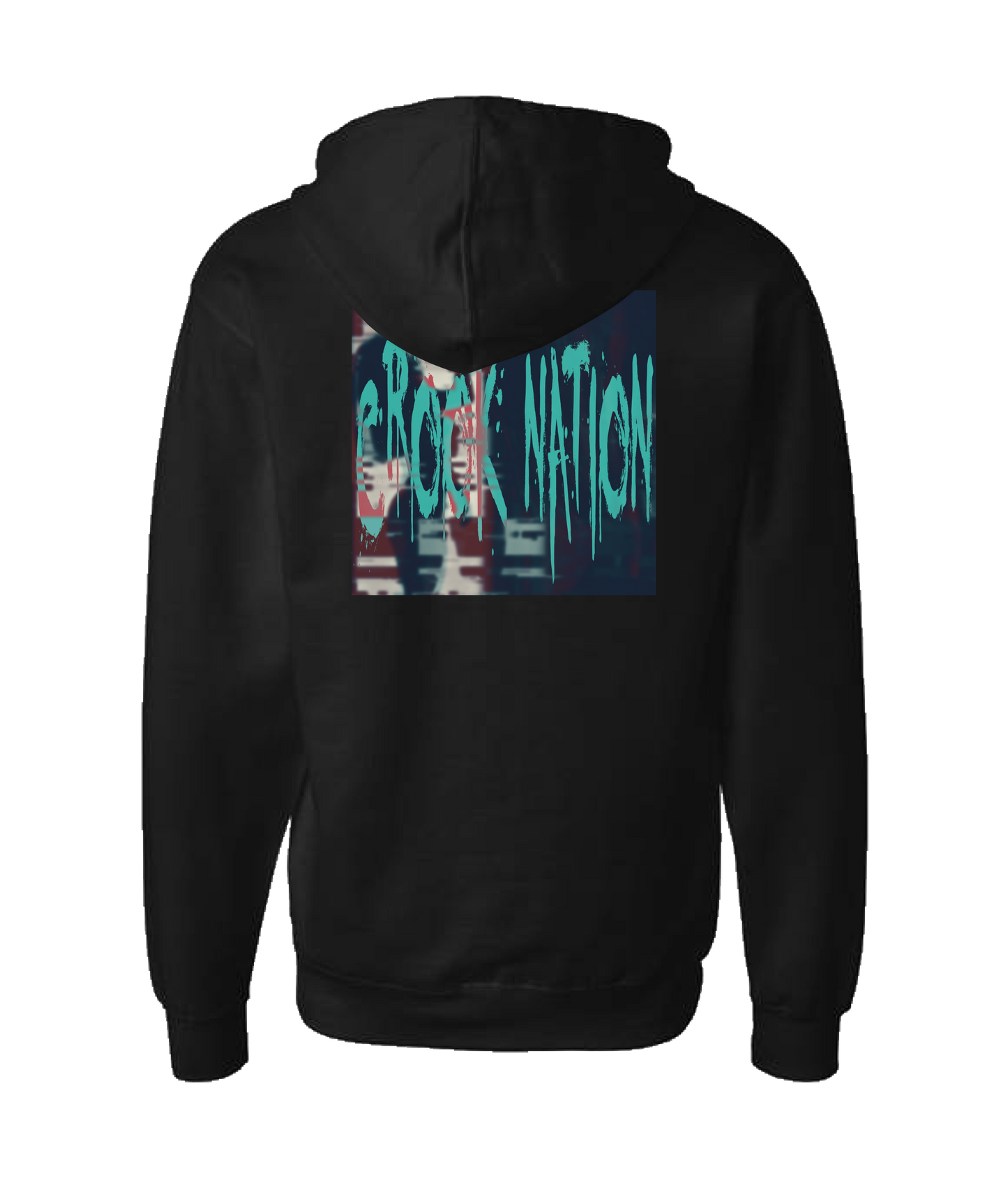 Crook Nation - Logo (Teal) - Black Zip Up Hoodie