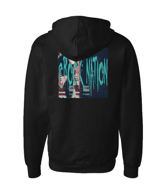 Crook Nation - Logo (Teal) - Black Zip Up Hoodie