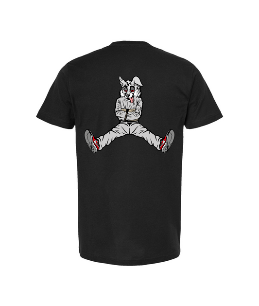 CrazyTrainApparel - STRAITJACKET - WHITE WOLF - Black T Shirt